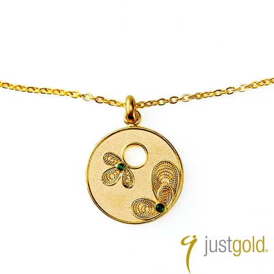 【Just Gold 鎮金店】花影系列 同艷 黃金項鍊(綠)