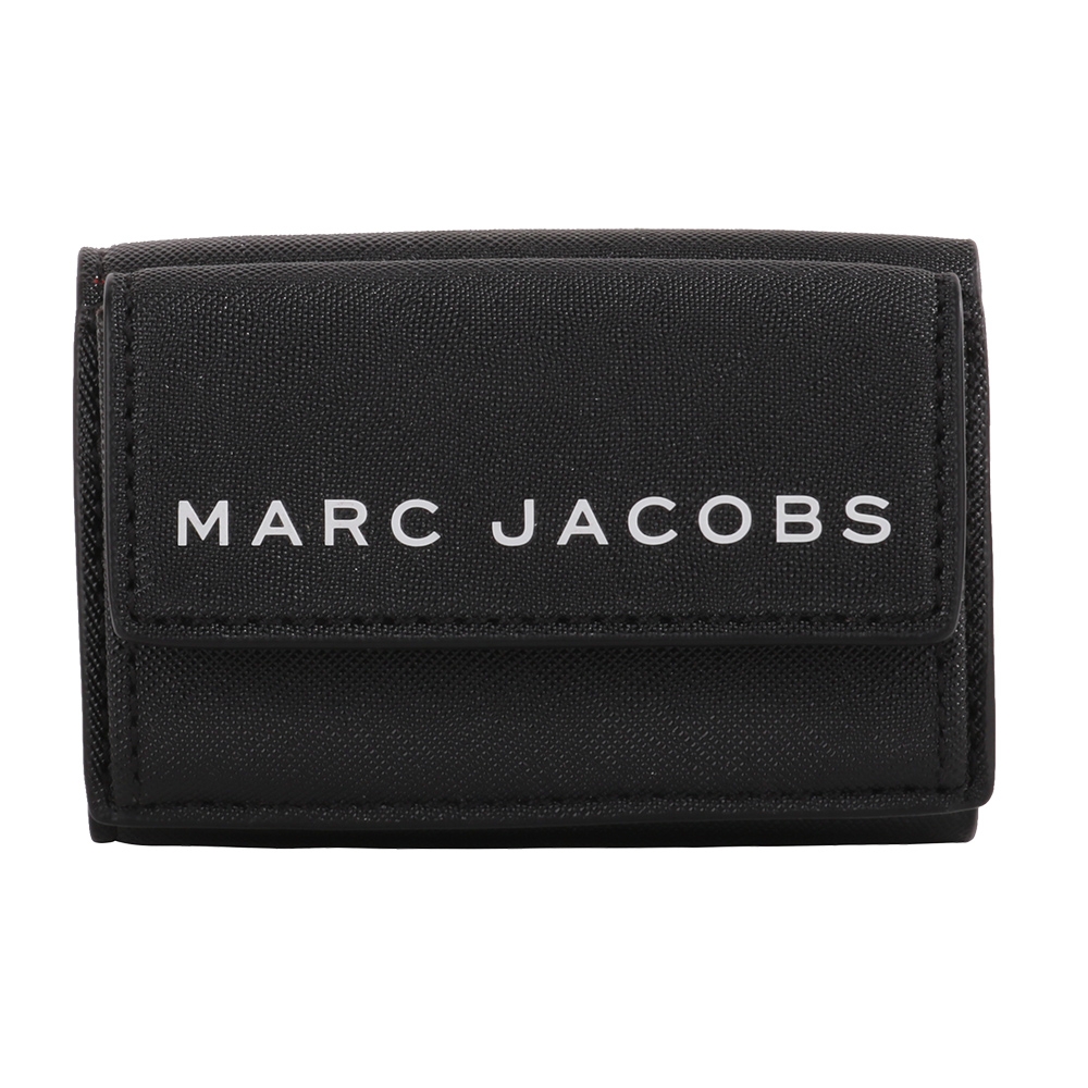 MARC JACOBS 白標字母logo防刮三折小短夾(黑)mini款