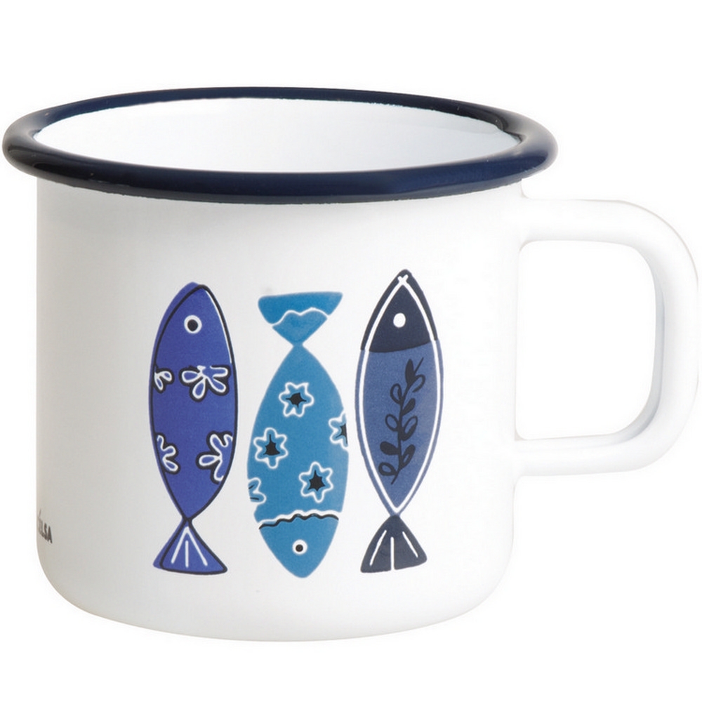 《EXCELSA》單柄琺瑯杯(魚325ml) | 水杯 茶杯 咖啡杯 露營杯 琺瑯杯