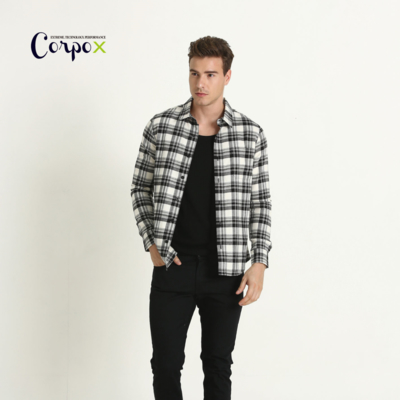 CorpoX 男款彈性合身發熱法蘭絨襯衫(4色)