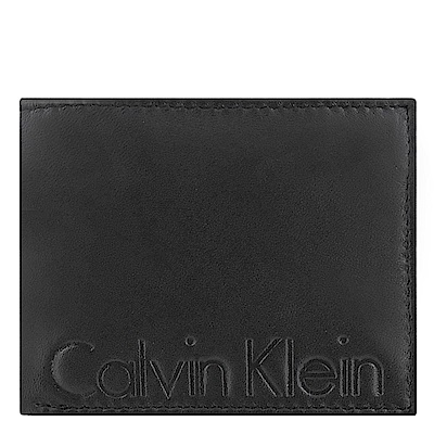 Calvin Klein 黑色真皮八卡短夾