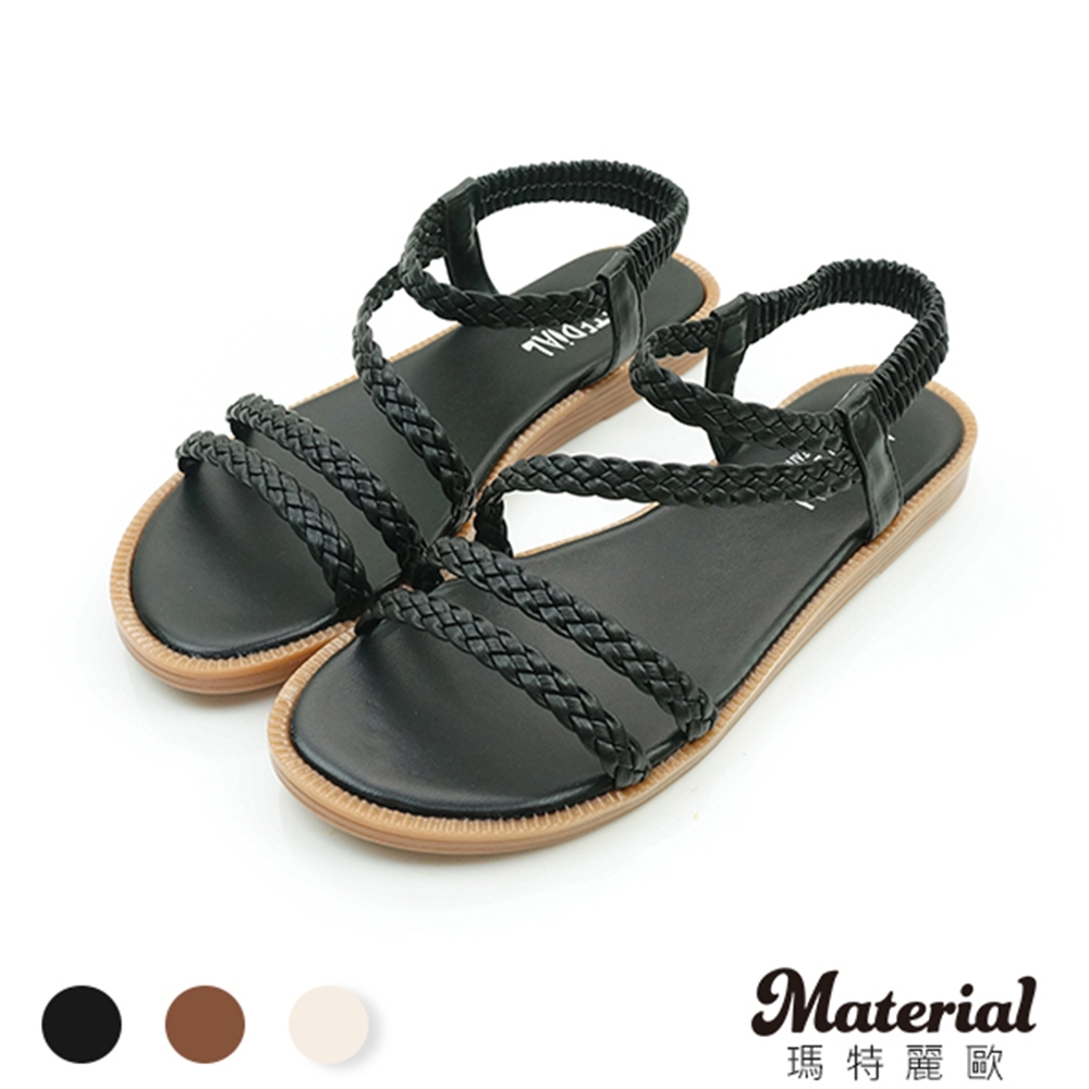 Material瑪特麗歐 MIT涼鞋 編織細帶鬆緊涼鞋  T1062