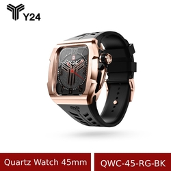 【Y24】Quartz Watch 45mm 石英錶芯手錶 QWC-45-RG-BK 黑/玫瑰金 (含錶殼)