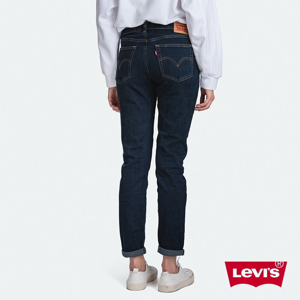 Levis 女款 中腰修身窄管牛仔長褲 黑藍基本款 彈性布料