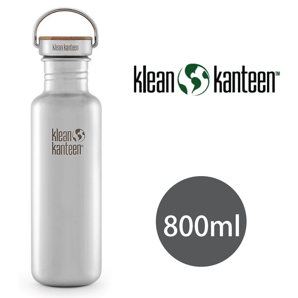 【美國Klean Kanteen】竹片鋼蓋不鏽鋼瓶800ml-原色鋼(霧面)