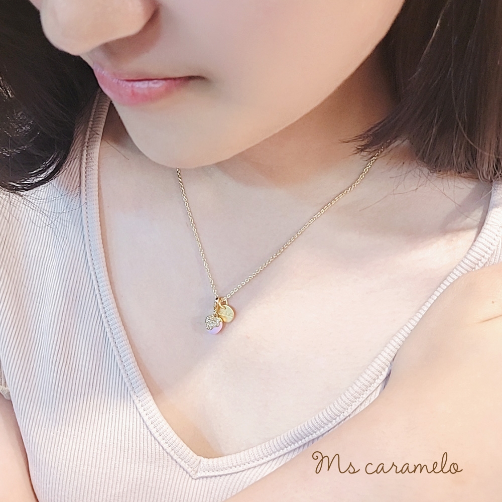 【焦糖小姐Ms caramelo 】甜蜜愛心 鋯石項鍊(粉紅愛心)