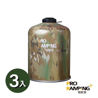 Pro Kamping領航家 迷彩高山瓦斯罐 450g (PC-450)_3罐組