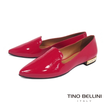 Tino Bellini 巴西進口牛漆皮平底樂福鞋 _紅
