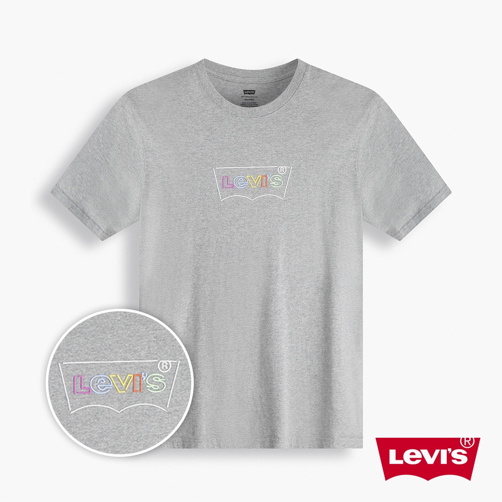 Levis 男款 寬鬆版重磅短袖T恤 / 高密度立體膠印Logo / 225GSM厚棉 麻花灰 product image 1
