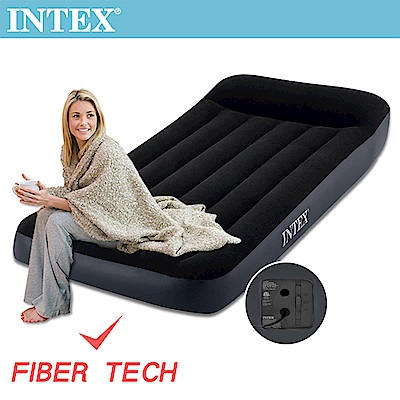 INTEX 舒適單人(FIBER TECH)內建電動幫浦充氣床-寬99cm(64145)