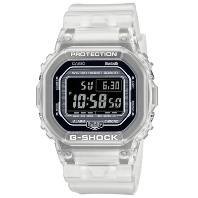 CASIO卡西歐 G-SHOCK 藍牙 半透明 漸變透白 經典方形 DW-B5600G-7_42.8mm