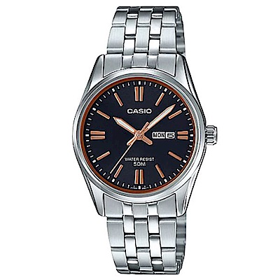 CASIO 簡潔優雅熟女氣質不鏽鋼腕錶(LTP-1335D-1A2)/ 黑