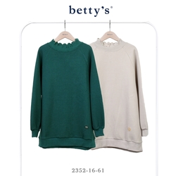 betty’s貝蒂思　壓線格紋荷葉邊立領落肩T-shirt(共二色)