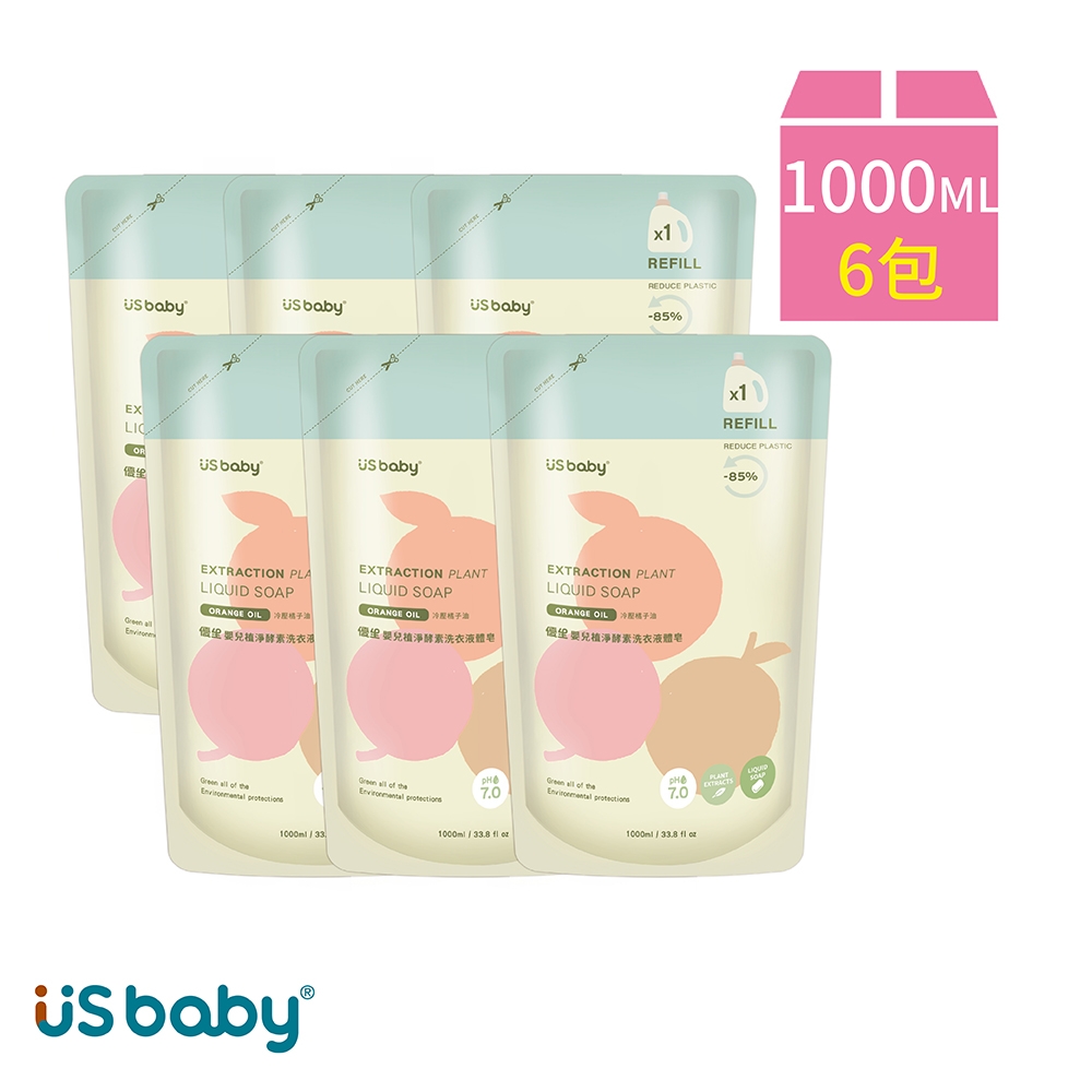 US baby 優生 植淨酵素洗衣液體皂補充包1000ml(6包) product image 1