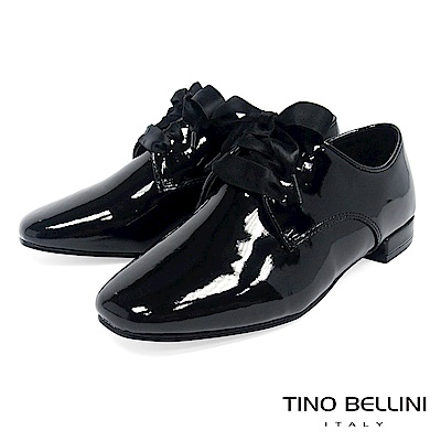 Tino Bellini 簡約風尚品味漆皮緞帶皮鞋 _ 黑