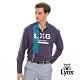 【Lynx Golf】男款吸汗速乾LXG印花長袖立領POLO衫-深藍色 product thumbnail 2
