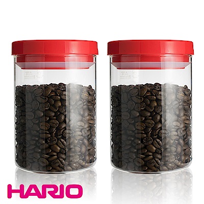 【日本 HARIO】聰明開關 玻璃密封罐 800ml*2入(紅)