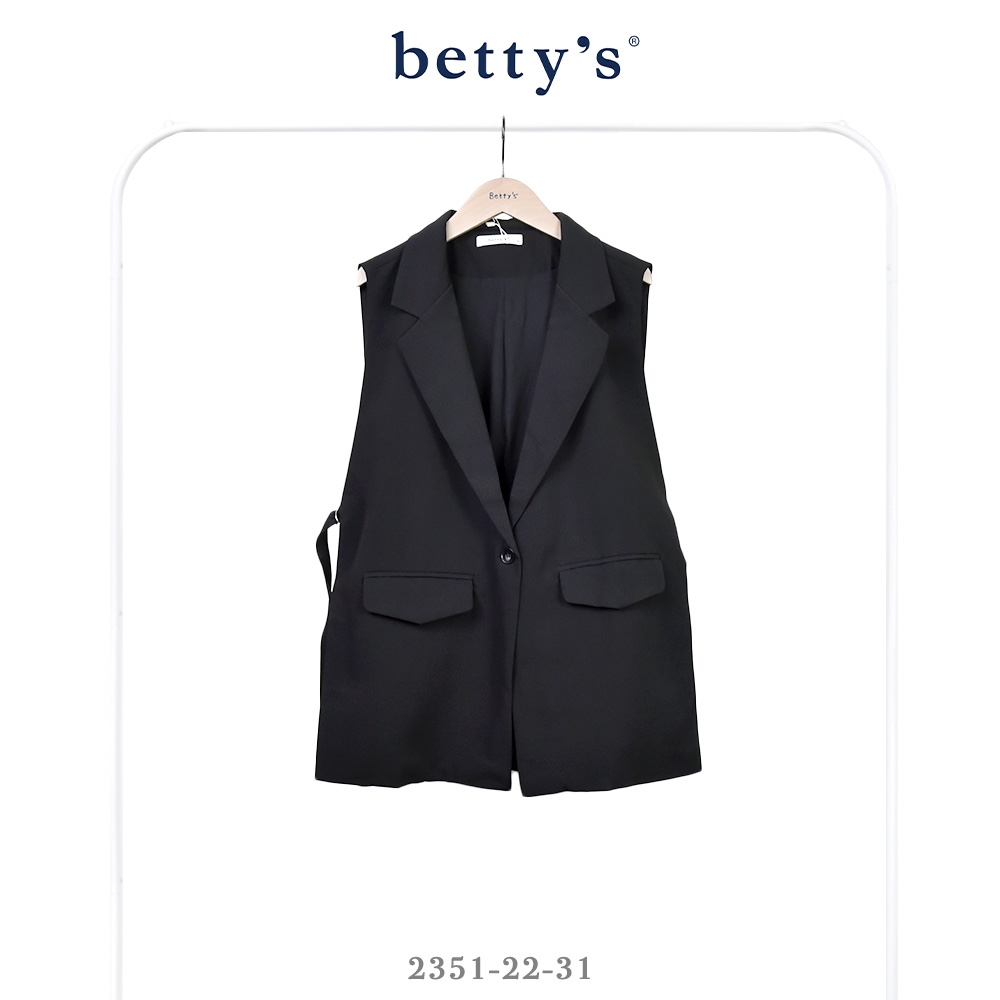 betty’s貝蒂思 長版側邊綁帶西裝背心(共二色) (黑色)