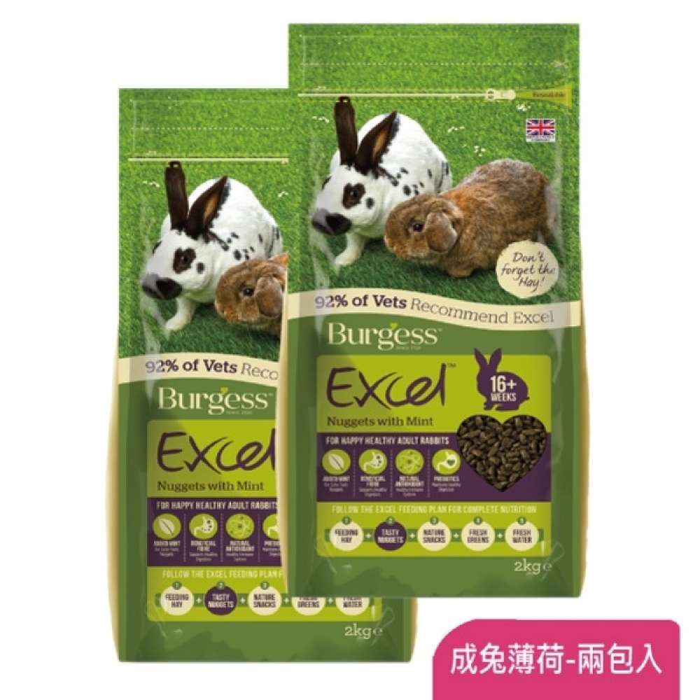 英國伯爵Burgess 成兔飼料-薄荷鮮味 2KG-兩包入