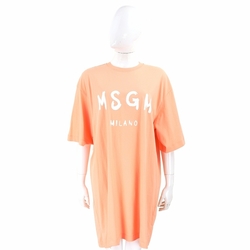 MSGM 塗鴉白字母粉橘色短