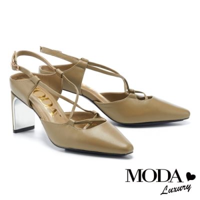 高跟鞋 MODA Luxury 簡約小時髦交叉繫帶羊皮高跟鞋－綠