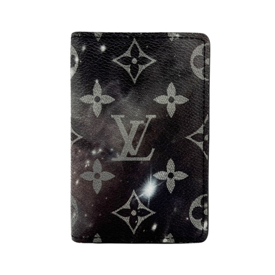 二手品Louis Vuitton 太空印花帆布對開卡片包(黑灰), 二手國際精品