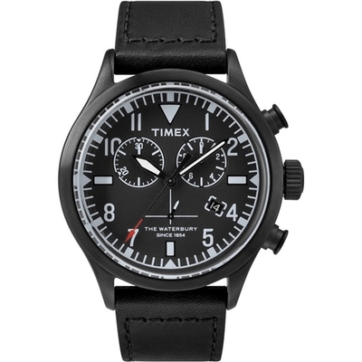 TIMEX X TODD SNYDER 刻劃時代計時皮帶腕錶-全黑-TW2R12700-43mm