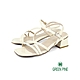 GREEN PINE簡約漆皮織帶3.5cm粗跟涼鞋米色(00568632) product thumbnail 1