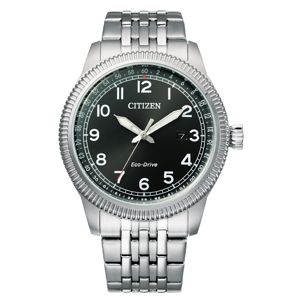 CITIZEN GENT'S 光動能懷舊復古型男腕錶-銀X黑-BM7480-81E-42.5mm