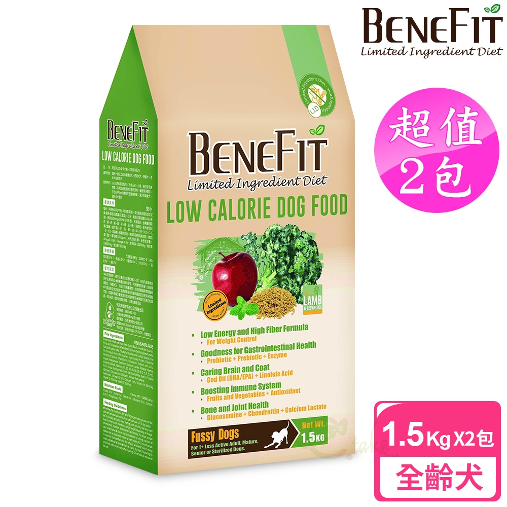 BENEFIT斑尼菲L.I.D. 低卡犬糧 1.5kgx2包 羊肉糙米配方