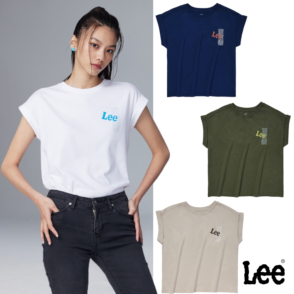 Lee 女款 文字印花小Logo短袖圓領T 四色