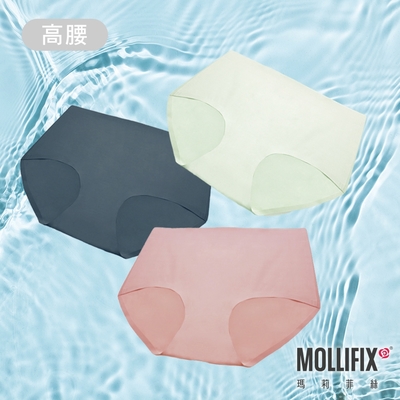 Mollifix 瑪莉菲絲 好動不卡卡高腰運動無痕內褲_三件組(藍/粉/綠)、開運內褲