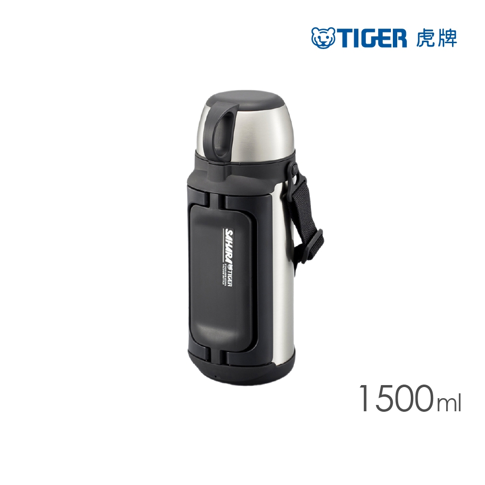 TIGER虎牌 大容量不鏽鋼保溫瓶_收納手提杯蓋款附贈揹帶1500ml(MHK-A150)