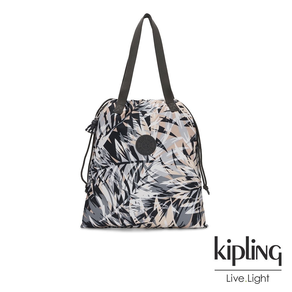 Kipling 夏日棕櫚印花手提束口包-NEW HIPHURRAY