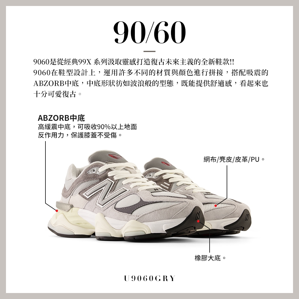 New Balance]復古鞋_中性_元祖灰_U9060GRY-D楦| 休閒鞋| Yahoo奇摩購物中心