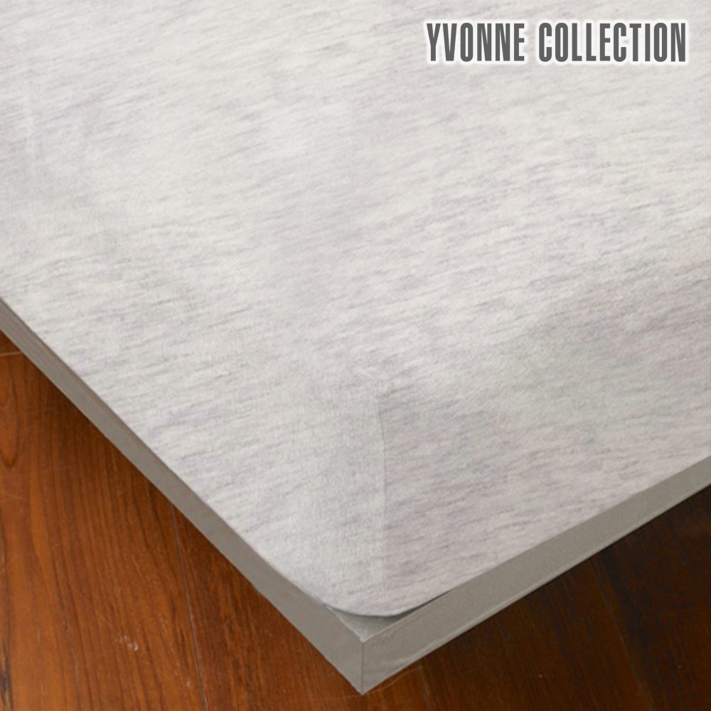 YVONNE COLLECTION 純棉素面單人床包-銀白灰