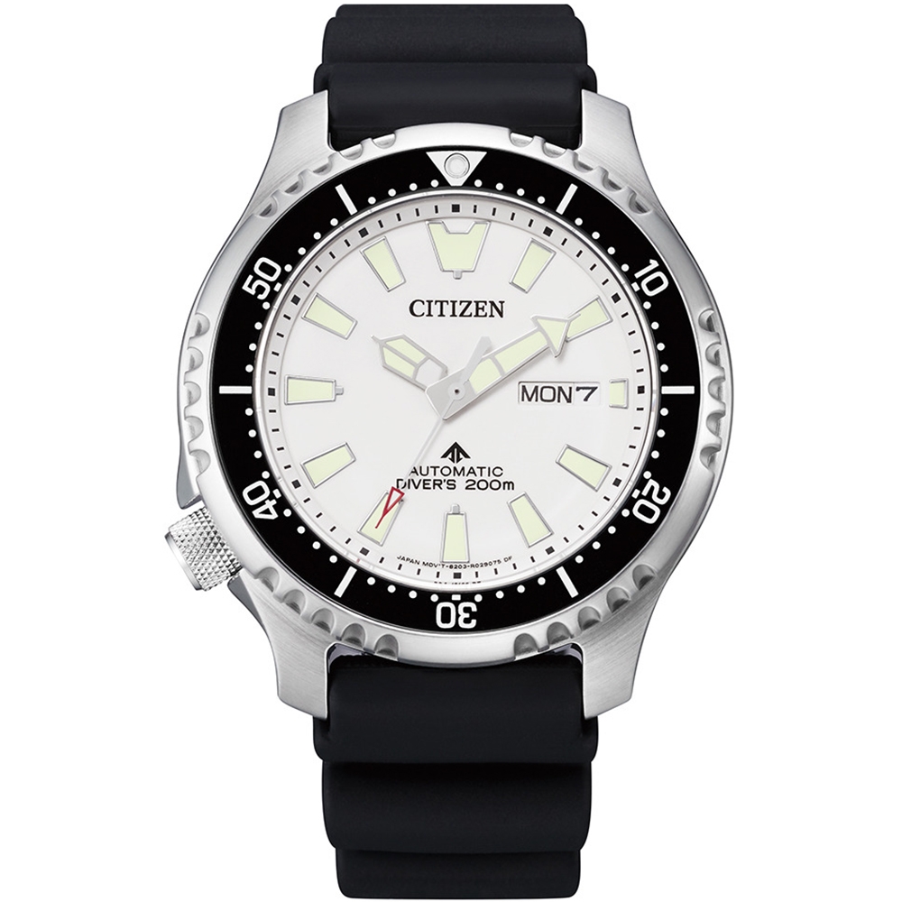 CITIZEN星辰 PROMASTER亞洲限定 鋼鐵河豚EX潛水機械錶-44mm/白(NY0118-11A)