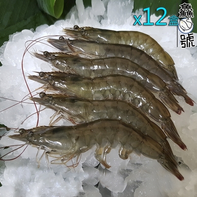 鱻魚號 台灣海水自然養殖法L級白蝦11-15隻入組(淨重300公克±5%)x12盒