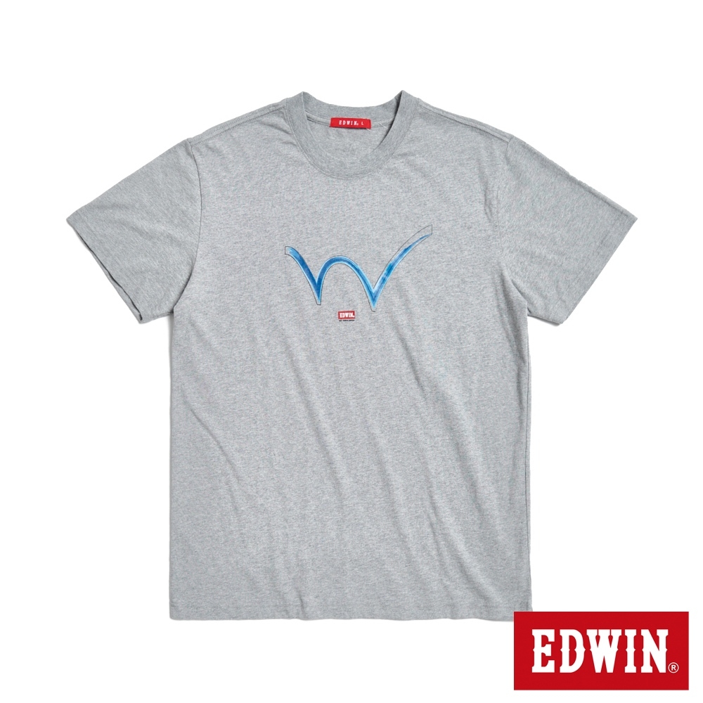 EDWIN 人氣復刻款 顏料W LOGO短袖T恤-男-麻灰色