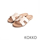 KOKKO俐落簡約H型軟Q舒適平底拖鞋白色 product thumbnail 1