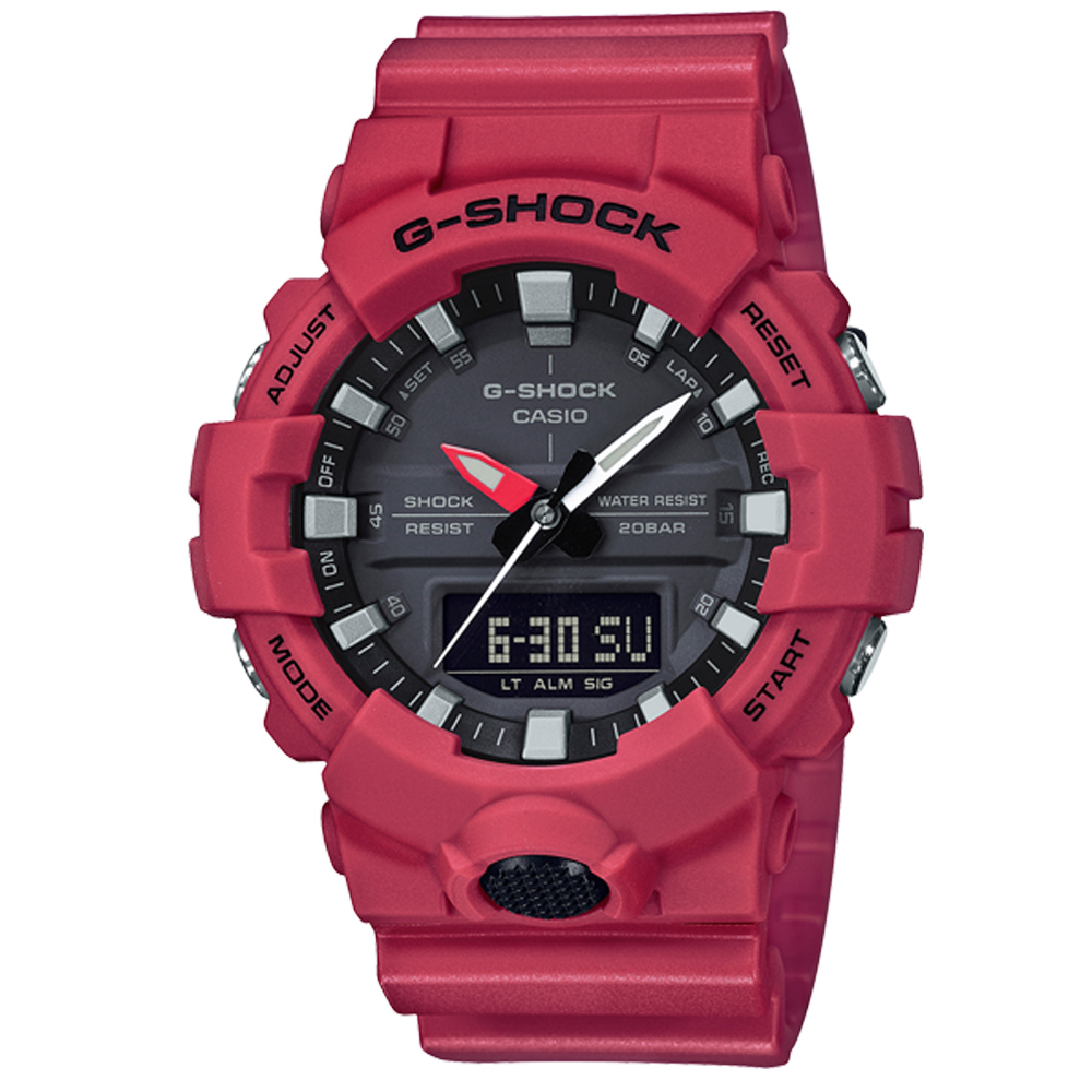 G-SHOCK 實用必備絕對強悍元素設計休閒錶(GA-800-4A)紅色48.6mm