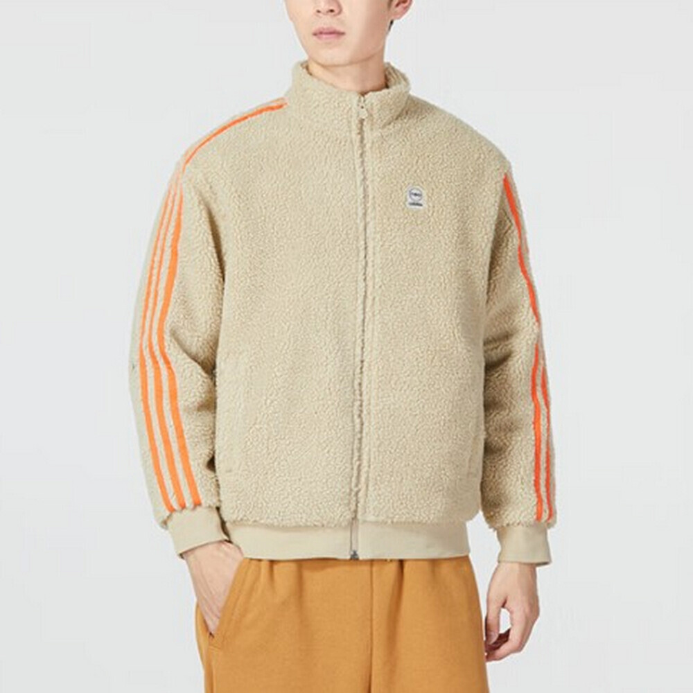 Adidas U ESNT JKT HN8728 男女 立領 外套 運動 休閒 羔羊絨 冬季 保暖 舒適 穿搭 卡其