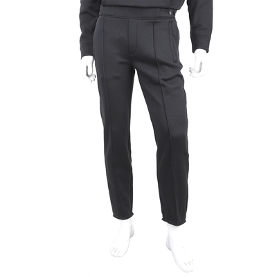 Emporio Armani 可調整鬆緊帶內刷毛黑色棉質運動褲(男款)