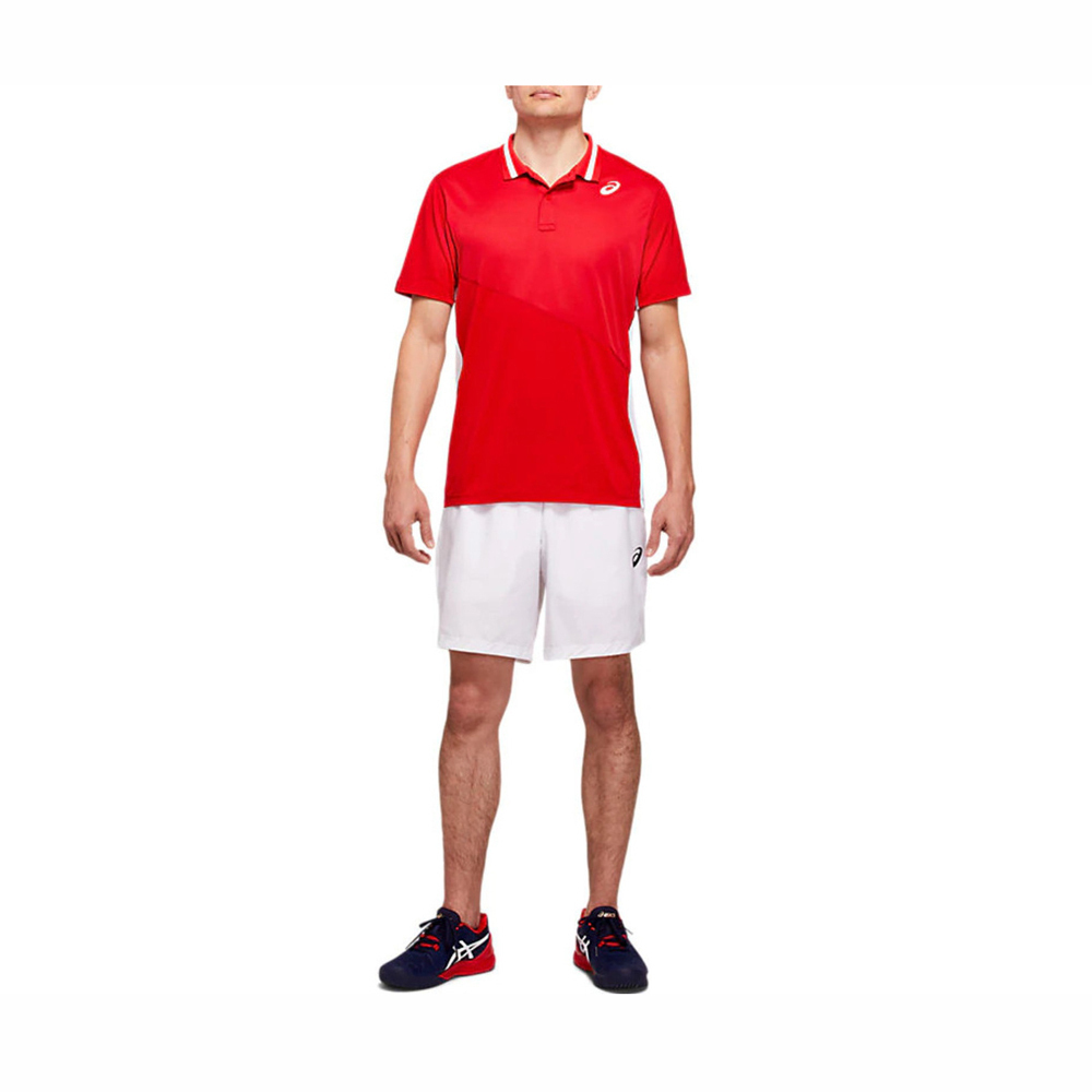 Asics [2041A086-600] 男 網球衣 上衣 短袖 POLO衫 吸濕 排汗 透氣 運動 訓練 亞瑟士 紅