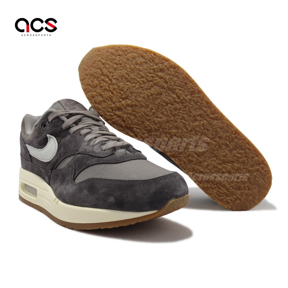 Nike 休閒鞋Air Max 1 PRM Crepe 烏雲灰膠底男鞋女鞋Soft Grey FD5088