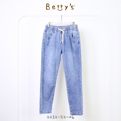 betty’s專櫃款　鬆緊綁帶直筒牛仔褲(灰藍)