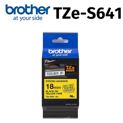 brother TZe-S641 超黏性護貝標籤帶 ( 18mm 黃底黑字 )
