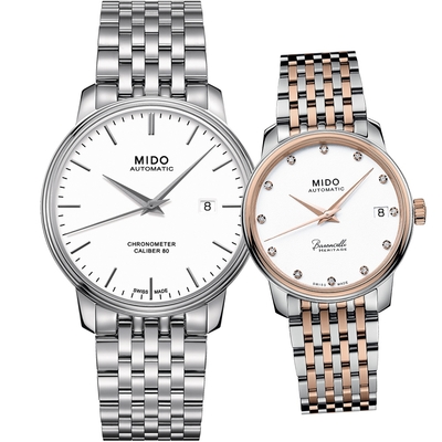 MIDO 美度官方授權 Baroncelli 永恆復刻機械對錶-M0274081101100+M0272072201600