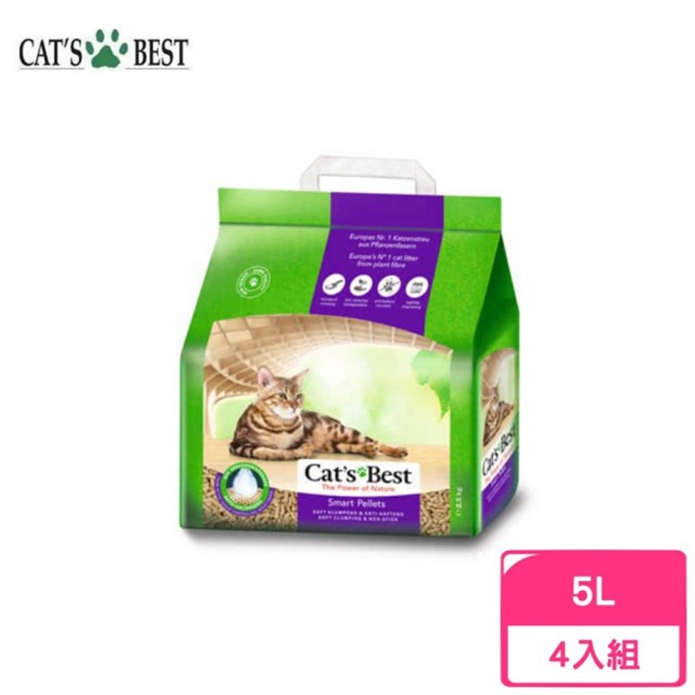 德國凱優Cat′s Best-特級無塵凝結木屑砂(紫標凝結型) 5L/2.5kg 四包組