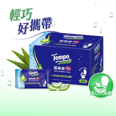 Tempo 清爽蘆薈濕式衛生紙 迷你裝(7抽x20包/盒)
